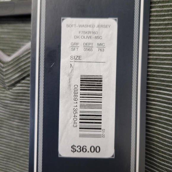 Roundtree & Yorke Soft washed Jersey striped t-shirt Dark Olive Green M - Picture 4 of 5